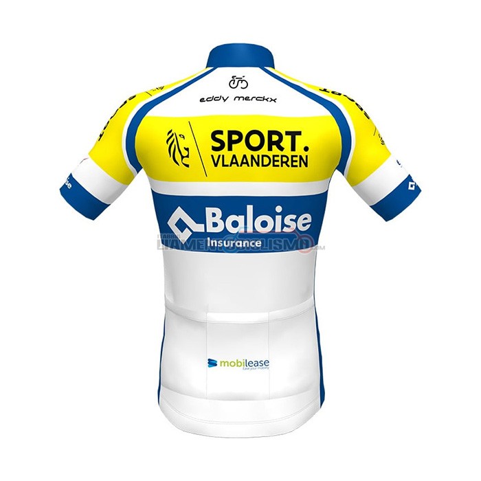 Abbigliamento Ciclismo Sport Vlaanderen-Baloise Manica Corta2021Blu Bianco Giallo